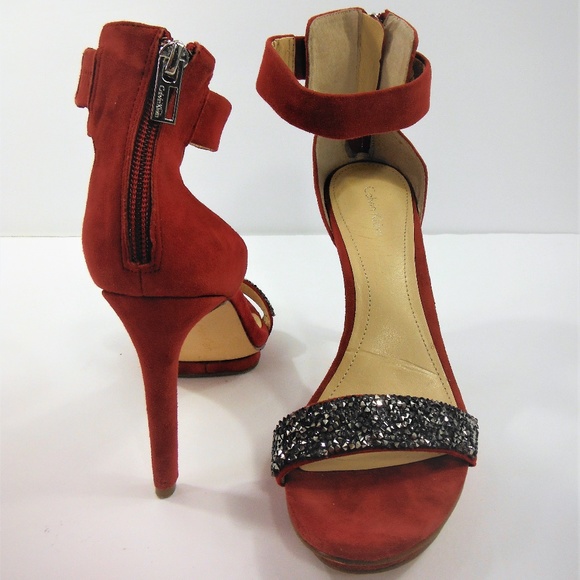 Calvin Klein Shoes - Womans Calvin Klein Red Suede High Heels Size 7.5
